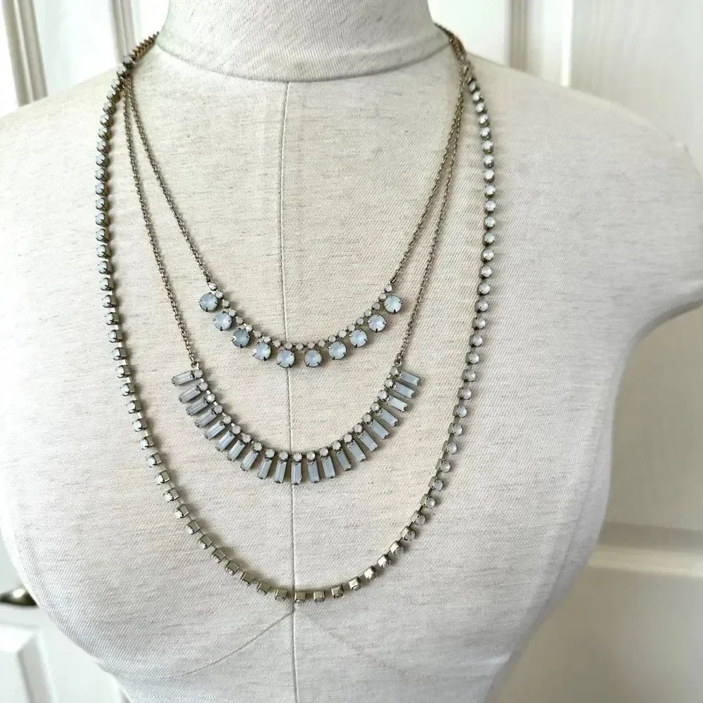 Multi chain blue beaded necklace